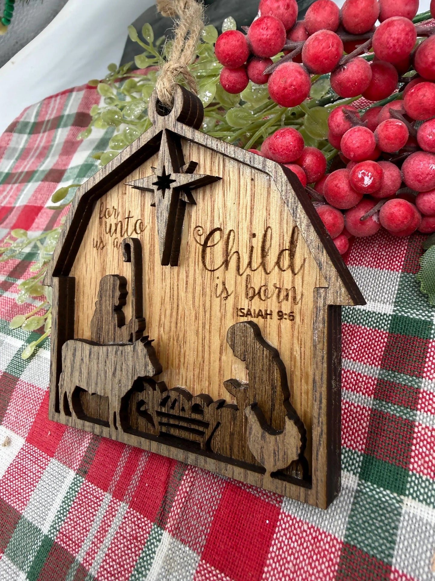 Nativity Barn Scene Ornament Christmas Manger Scene Holiday Tree Decoration