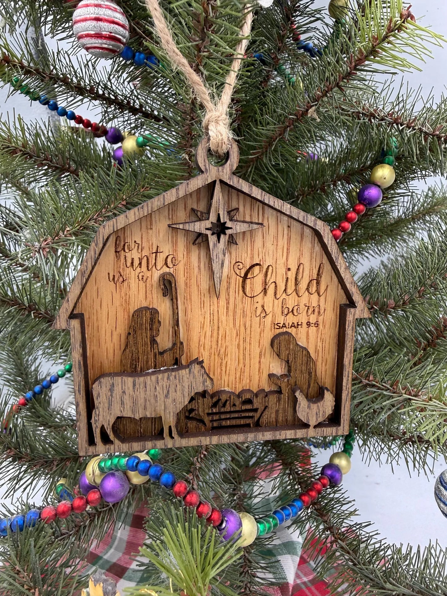 Nativity Barn Scene Ornament Christmas Manger Scene Holiday Tree Decoration