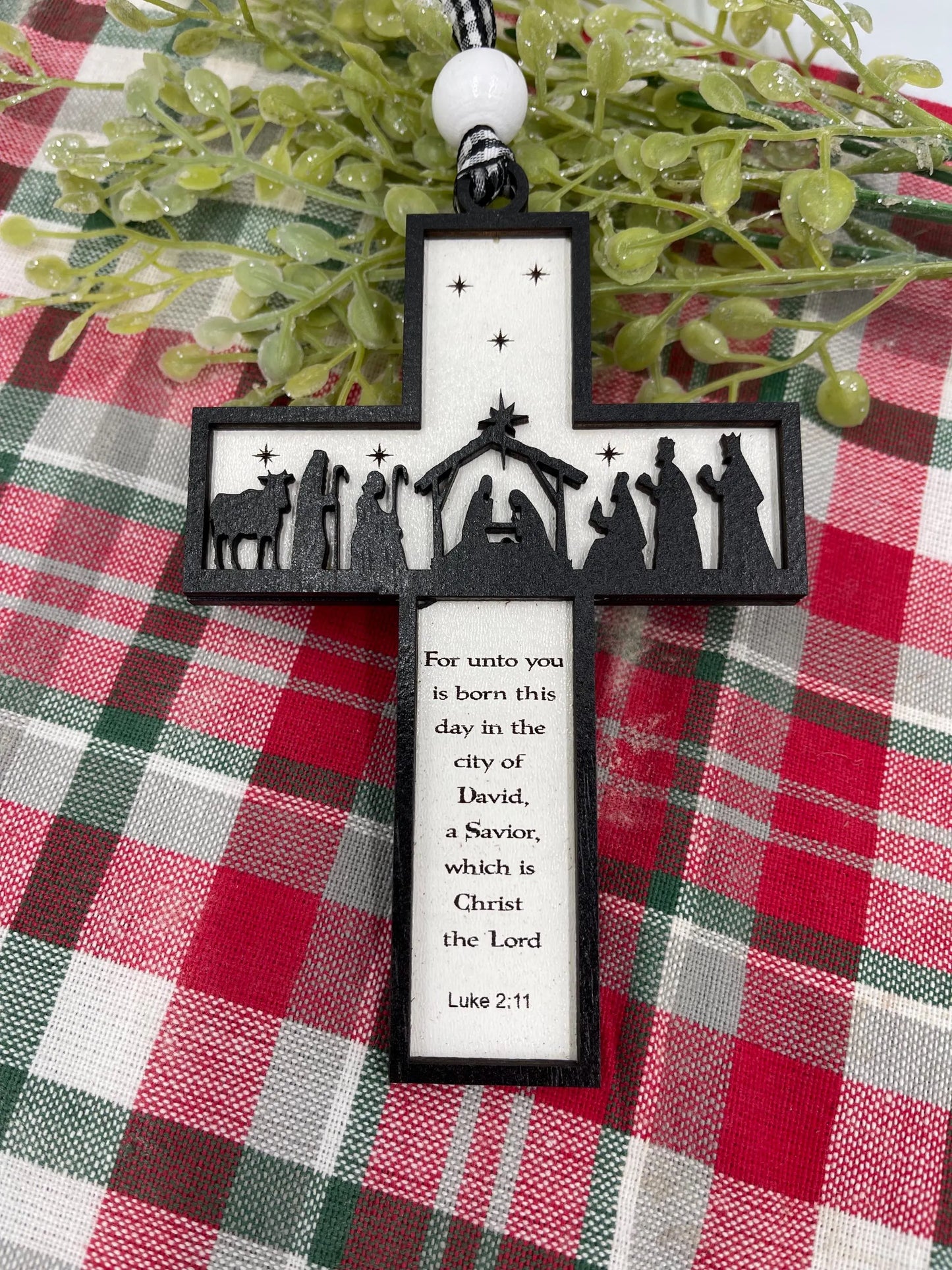 Nativity Cross Scripture Christmas Ornament Religious Ornament Luke 2:11 Nativity Ornament Religious Gift Cross Ornament