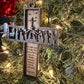 Nativity Cross Scripture with Cross in Background Natural finish 3 layers dimensional Christmas Ornament - Religious Luke 2:11