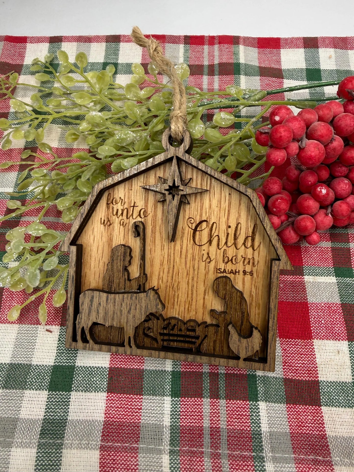 Nativity Barn Scene Ornament Christmas Manger Scene Holiday Tree Decoration