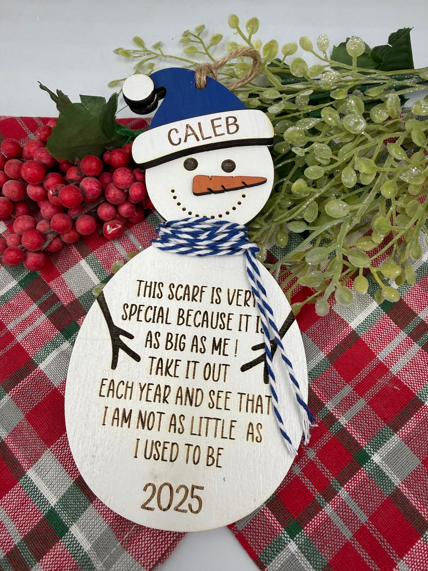 Customizable Snowman Growth Chart Ornament: Baby's First Christmas 2025 Keepsake Gift for Kids