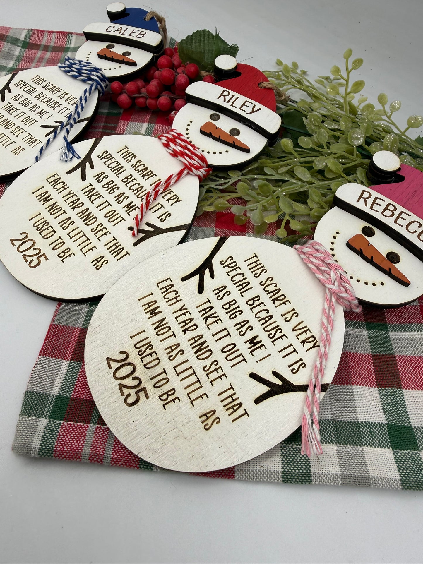 Customizable Snowman Growth Chart Ornament: Baby's First Christmas 2025 Keepsake Gift for Kids