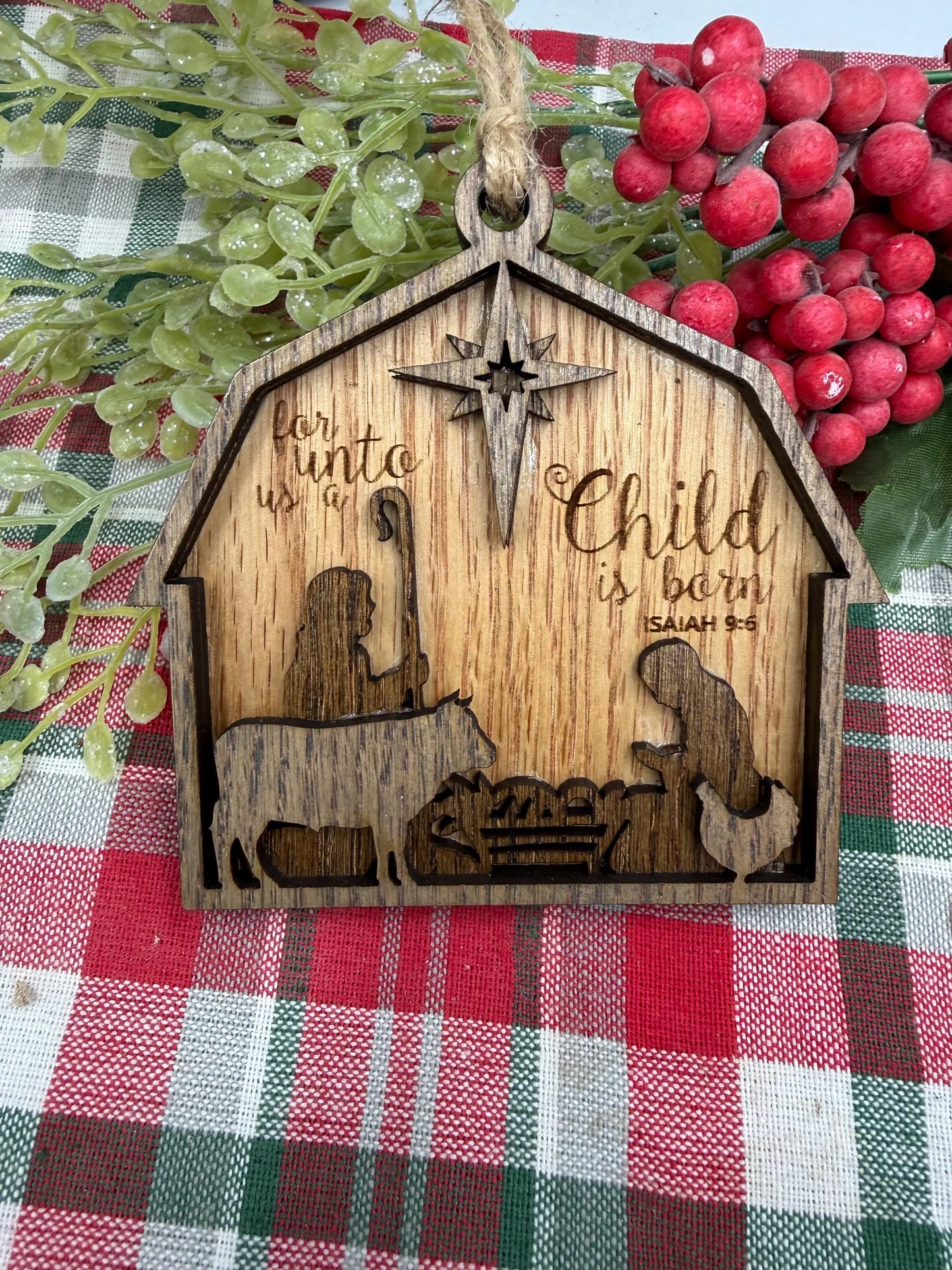 Nativity Barn Scene Ornament Christmas Manger Scene Holiday Tree Decoration