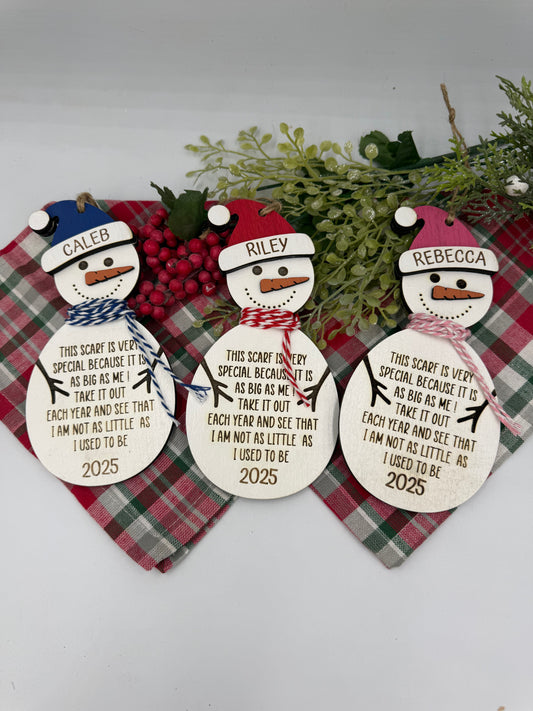 Customizable Snowman Growth Chart Ornament: Baby's First Christmas 2025 Keepsake Gift for Kids