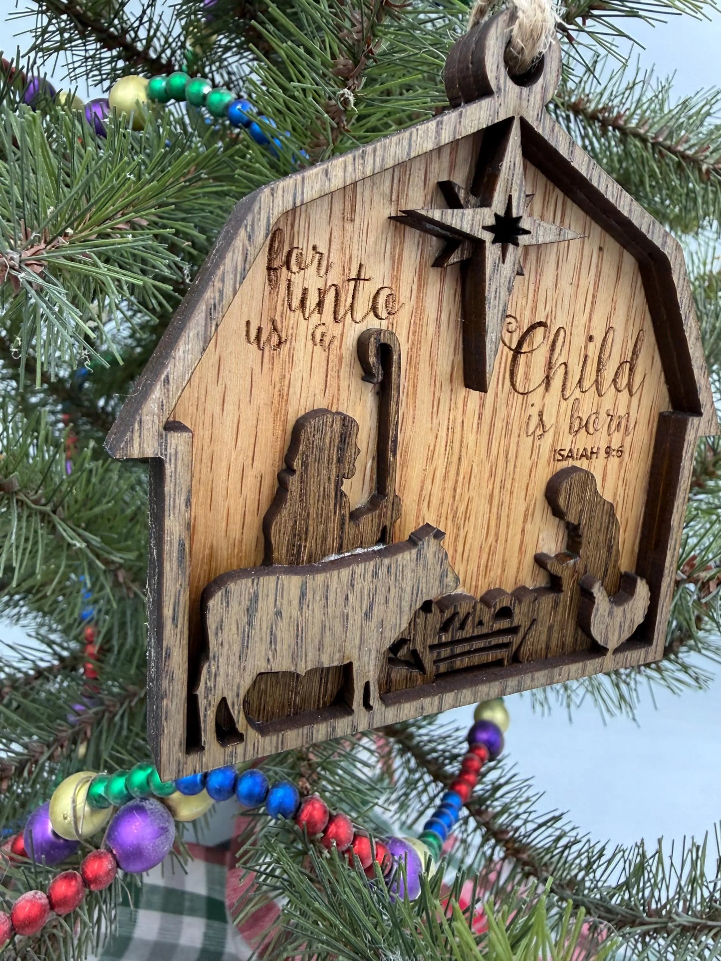 Nativity Barn Scene Ornament Christmas Manger Scene Holiday Tree Decoration
