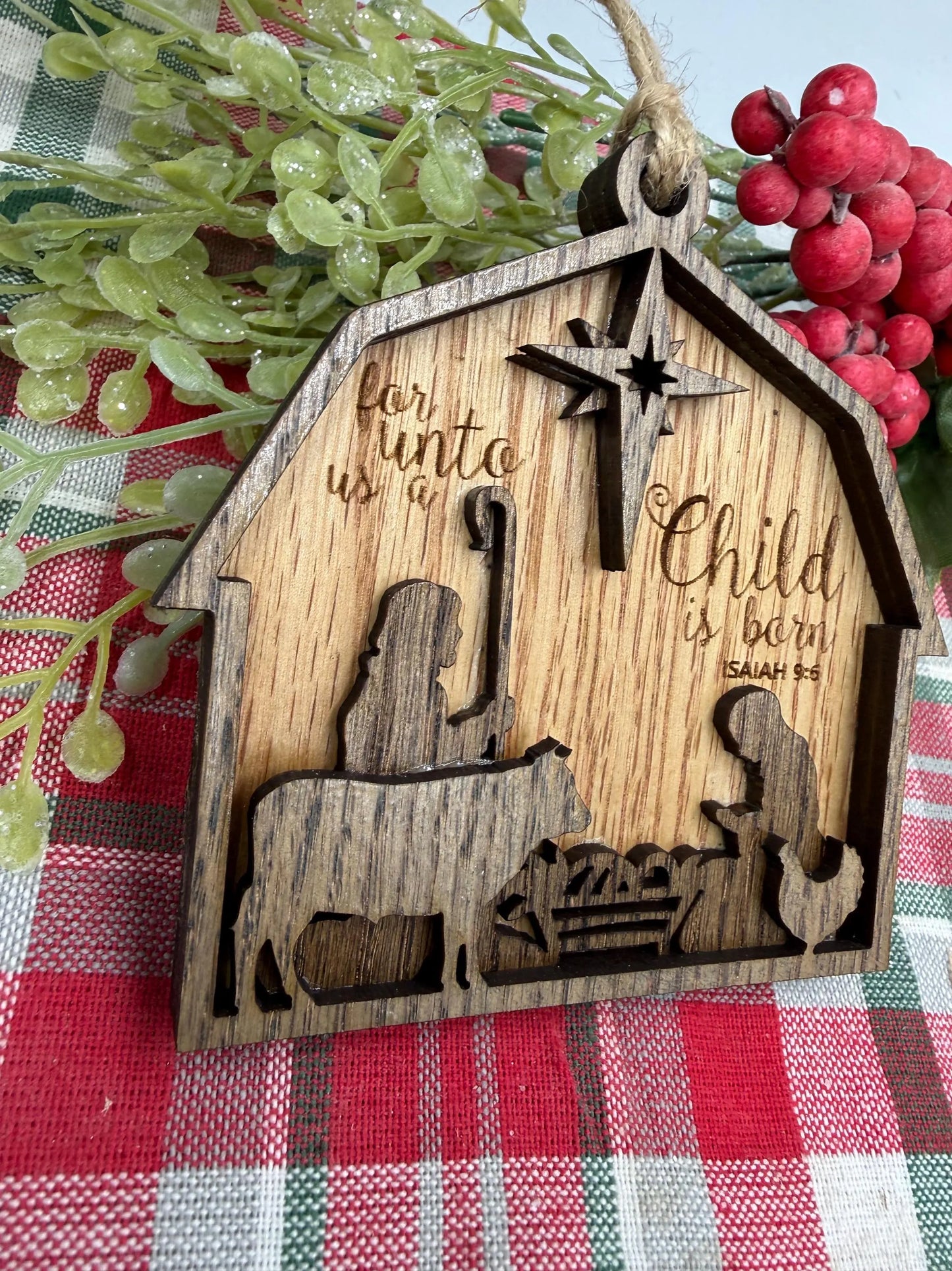 Nativity Barn Scene Ornament Christmas Manger Scene Holiday Tree Decoration