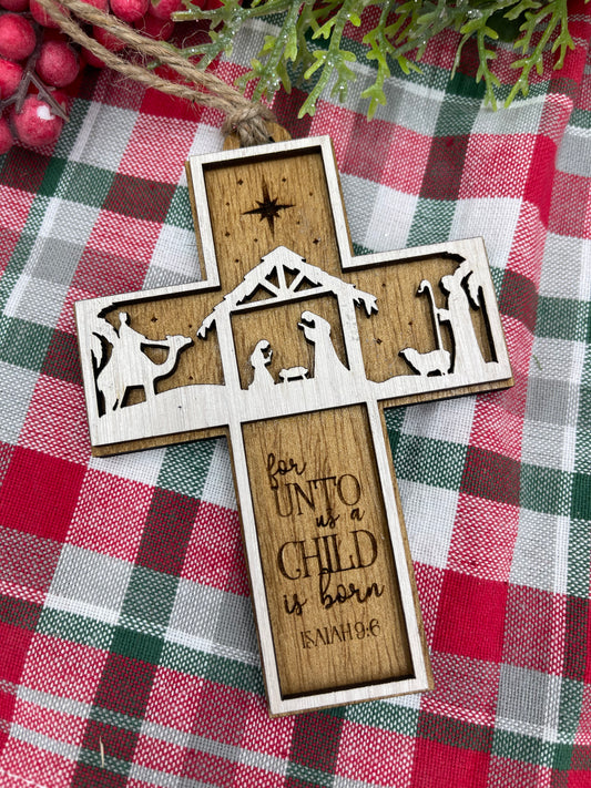 Cross Nativity Scripture Christmas Ornament Isaiah 9:6