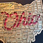 Ohio County Map Sign OH State Map Wood Wall Art Laser Cut
