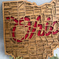 Ohio County Map Sign OH State Map Wood Wall Art Laser Cut