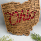 Ohio County Map Sign OH State Map Wood Wall Art Laser Cut