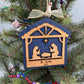 Personalized Nativity Manger Scene Christmas Ornament Rustic Wood  Religious Christian Tree Decoration Baby Jesus Family Keepsake Gift