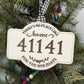 Zip Code Ornament for Christmas Ornament for Home Ornament Hometown Gift for New Home Zip Code