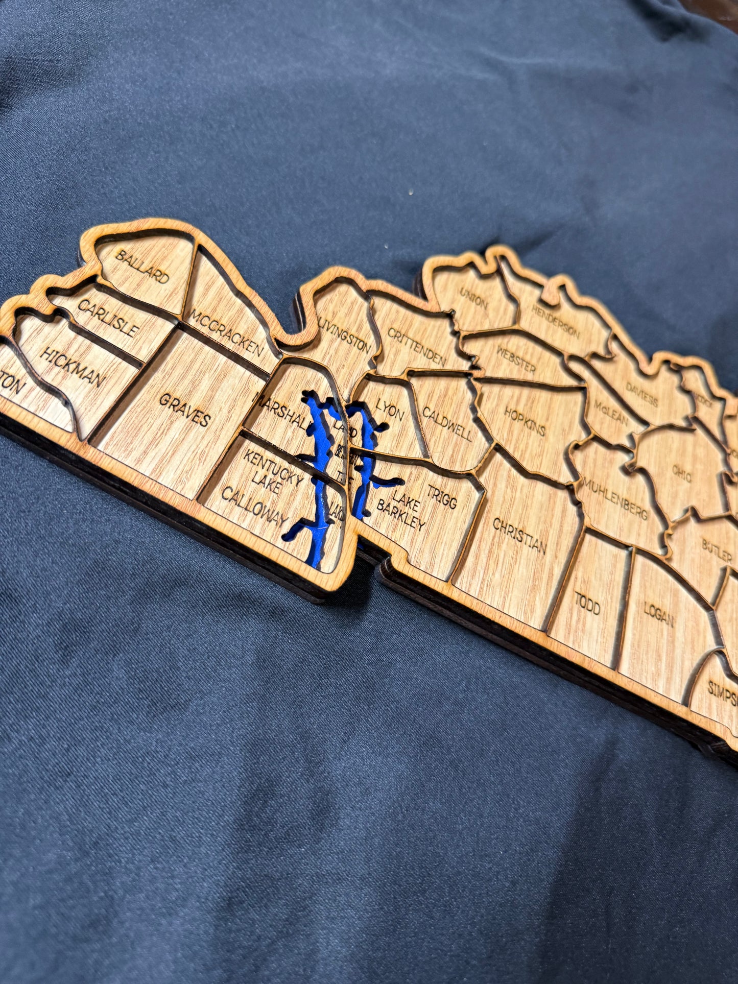 Wood Kentucky County Map Sign KY State Map Wall Art Laser Cut