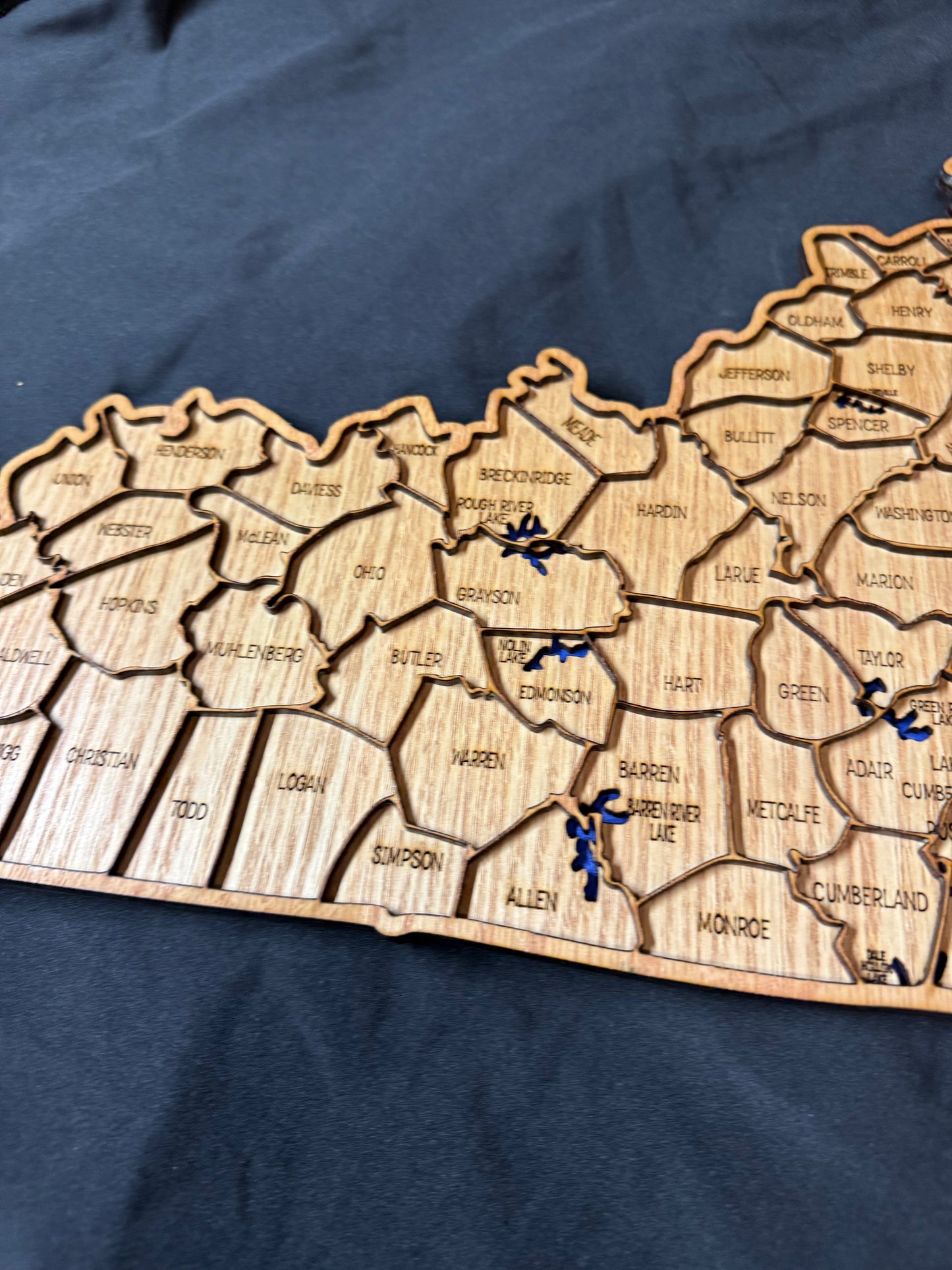 Wood Kentucky County Map Sign KY State Map Wall Art Laser Cut