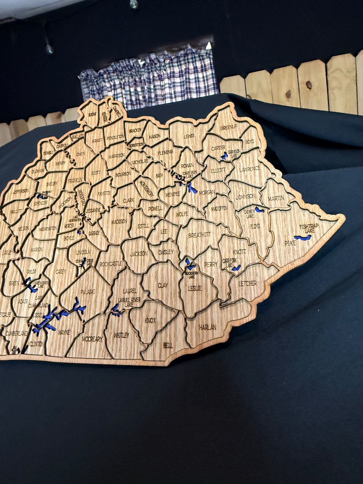 Wood Kentucky County Map Sign KY State Map Wall Art Laser Cut