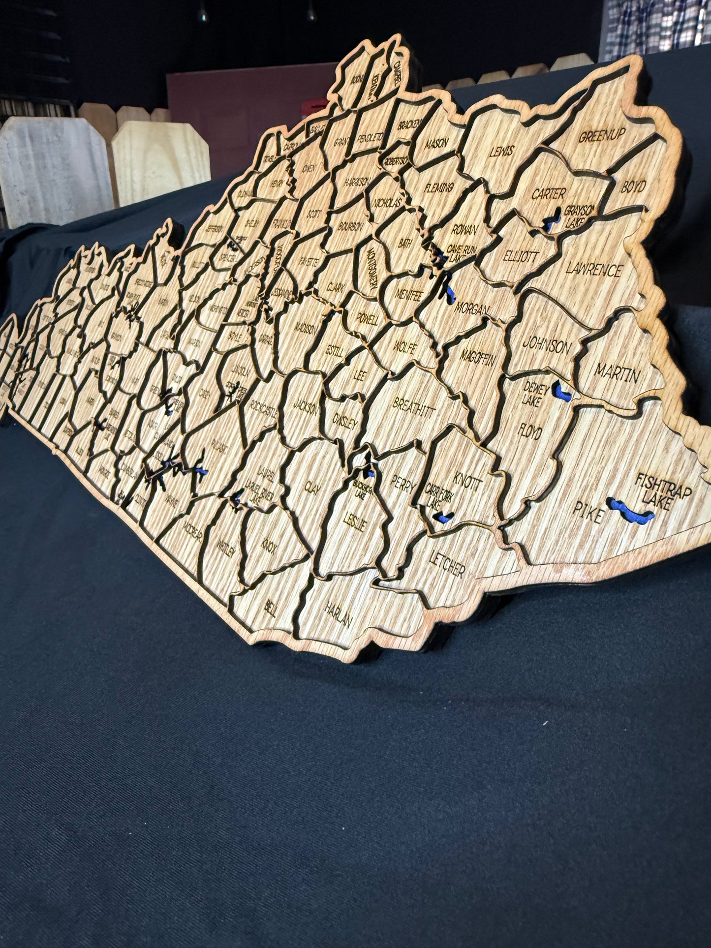Wood Kentucky County Map Sign KY State Map Wall Art Laser Cut