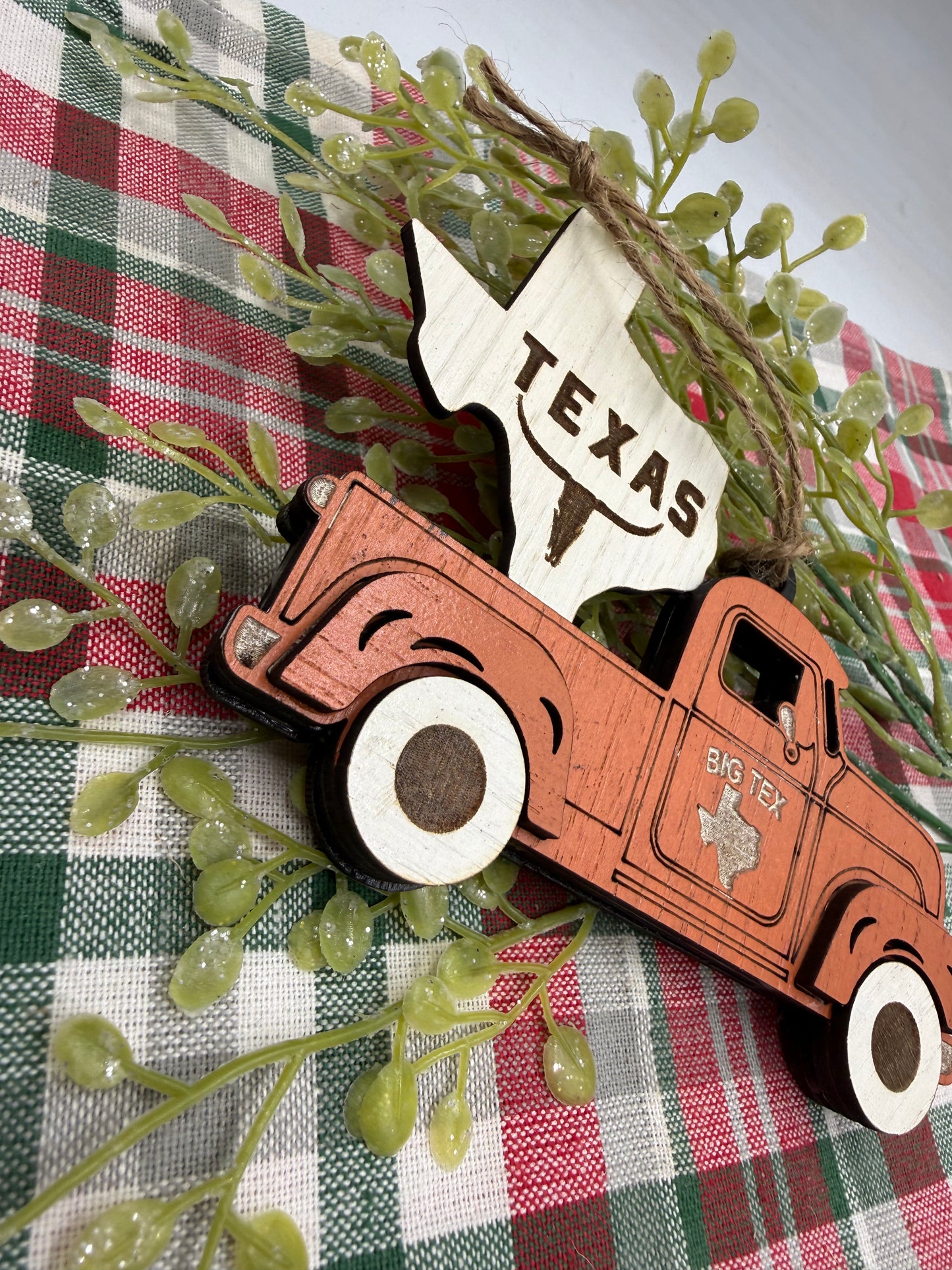 Texas Old Truck State Pride Big Tex Orange Christmas Ornament Tree Decor