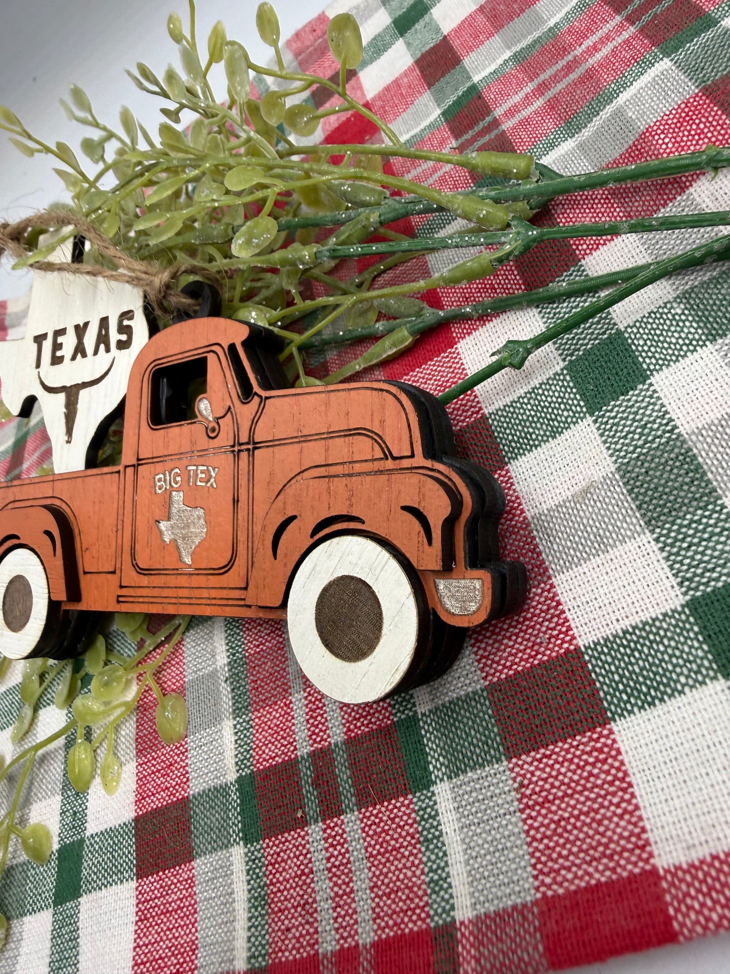 Texas Old Truck State Pride Big Tex Orange Christmas Ornament Tree Decor