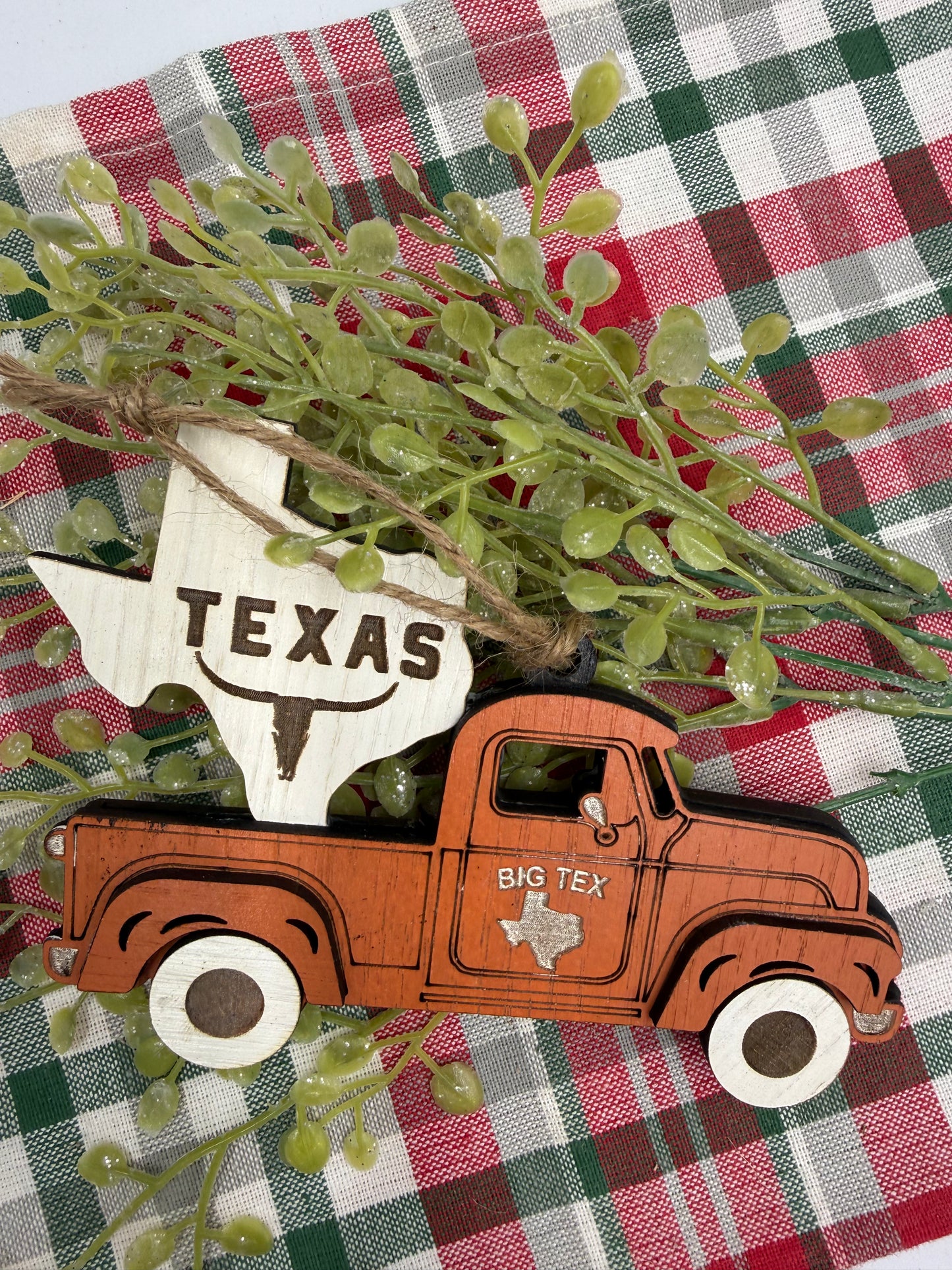 Texas Old Truck State Pride Big Tex Orange Christmas Ornament Tree Decor