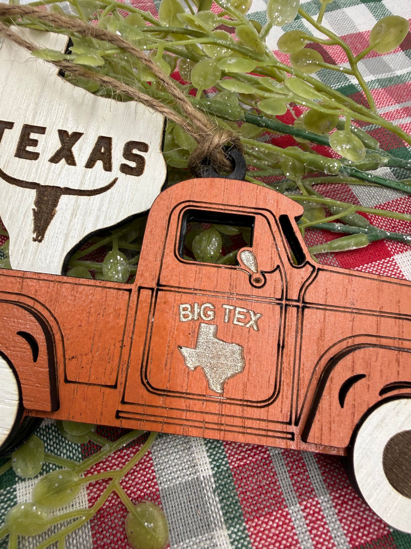 Texas Old Truck State Pride Big Tex Orange Christmas Ornament Tree Decor