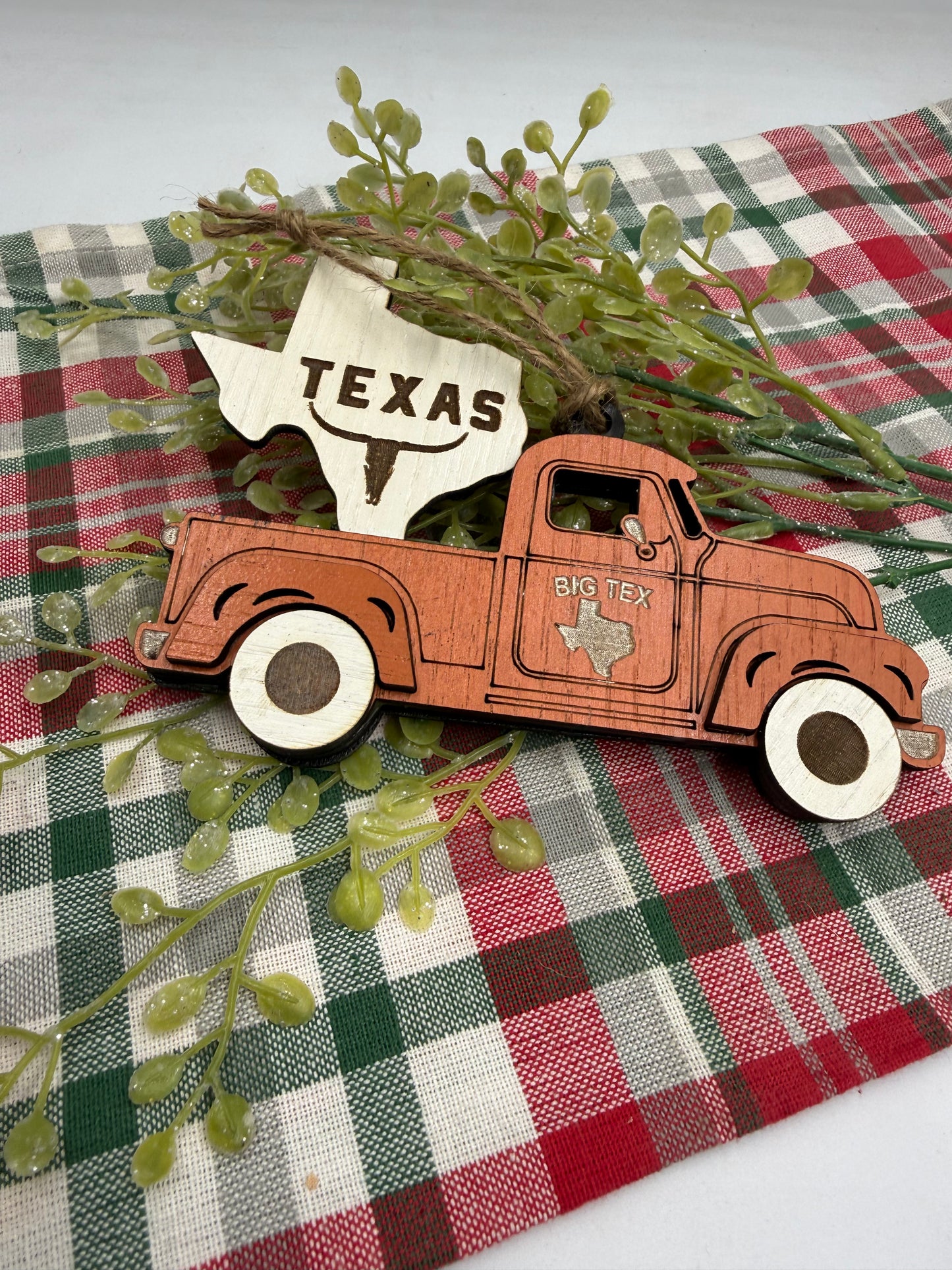Texas Old Truck State Pride Big Tex Orange Christmas Ornament Tree Decor