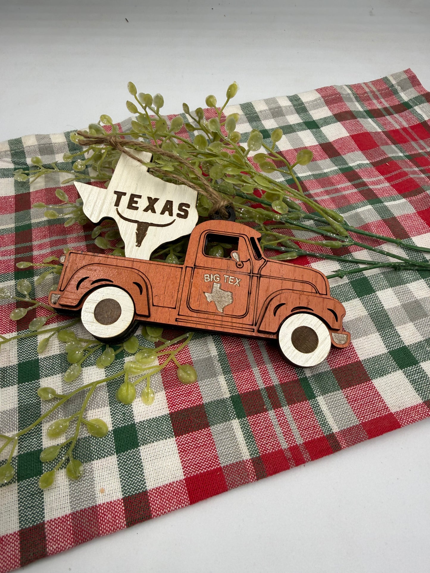 Texas Old Truck State Pride Big Tex Orange Christmas Ornament Tree Decor