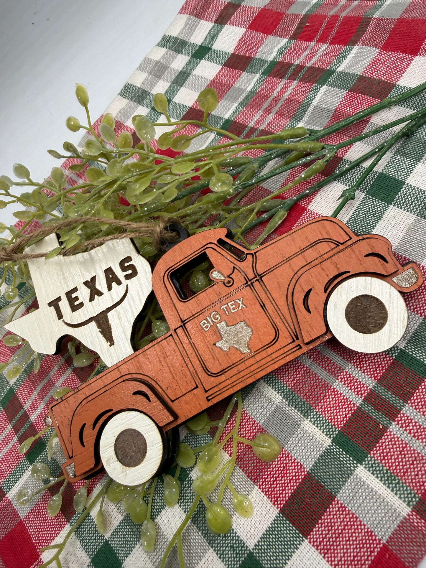 Texas Old Truck State Pride Big Tex Orange Christmas Ornament Tree Decor
