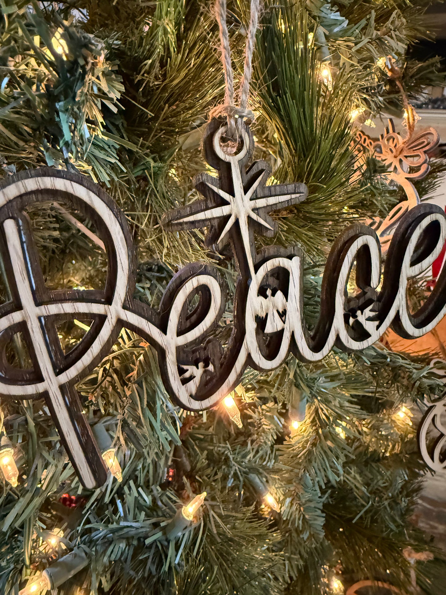 Nativity Christmas Story Wood Religious Christmas Ornament: Love, Hope, Joy