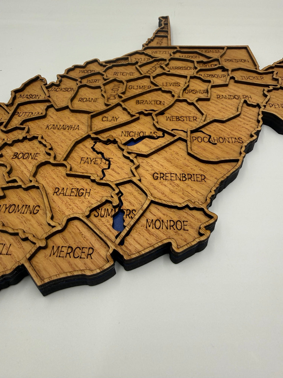 Original West Virginia wooden county map photo 2