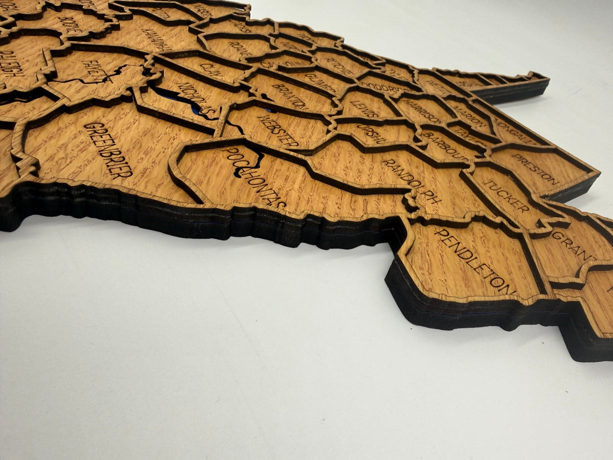 Original West Virginia wooden county map photo 3