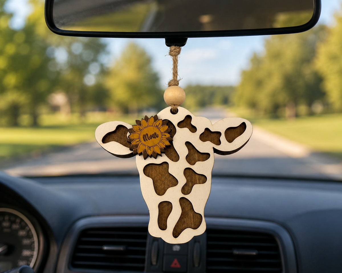 Personalized Cow Car Charm