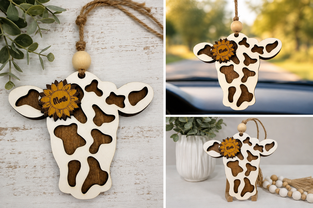 Personalized Cow Car Charm