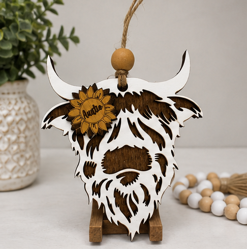 Personalized Highland Cow Car Charm
