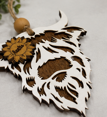 Personalized Highland Cow Car Charm