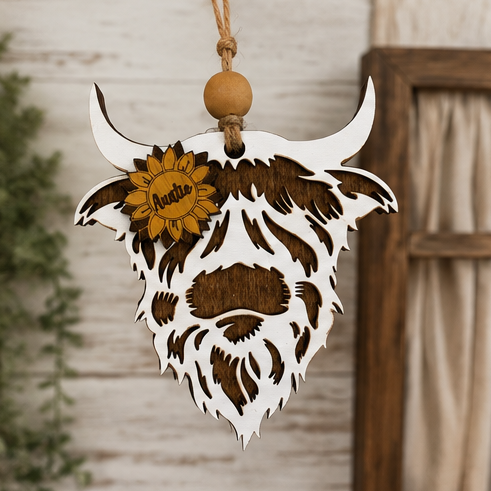 Personalized Highland Cow Car Charm