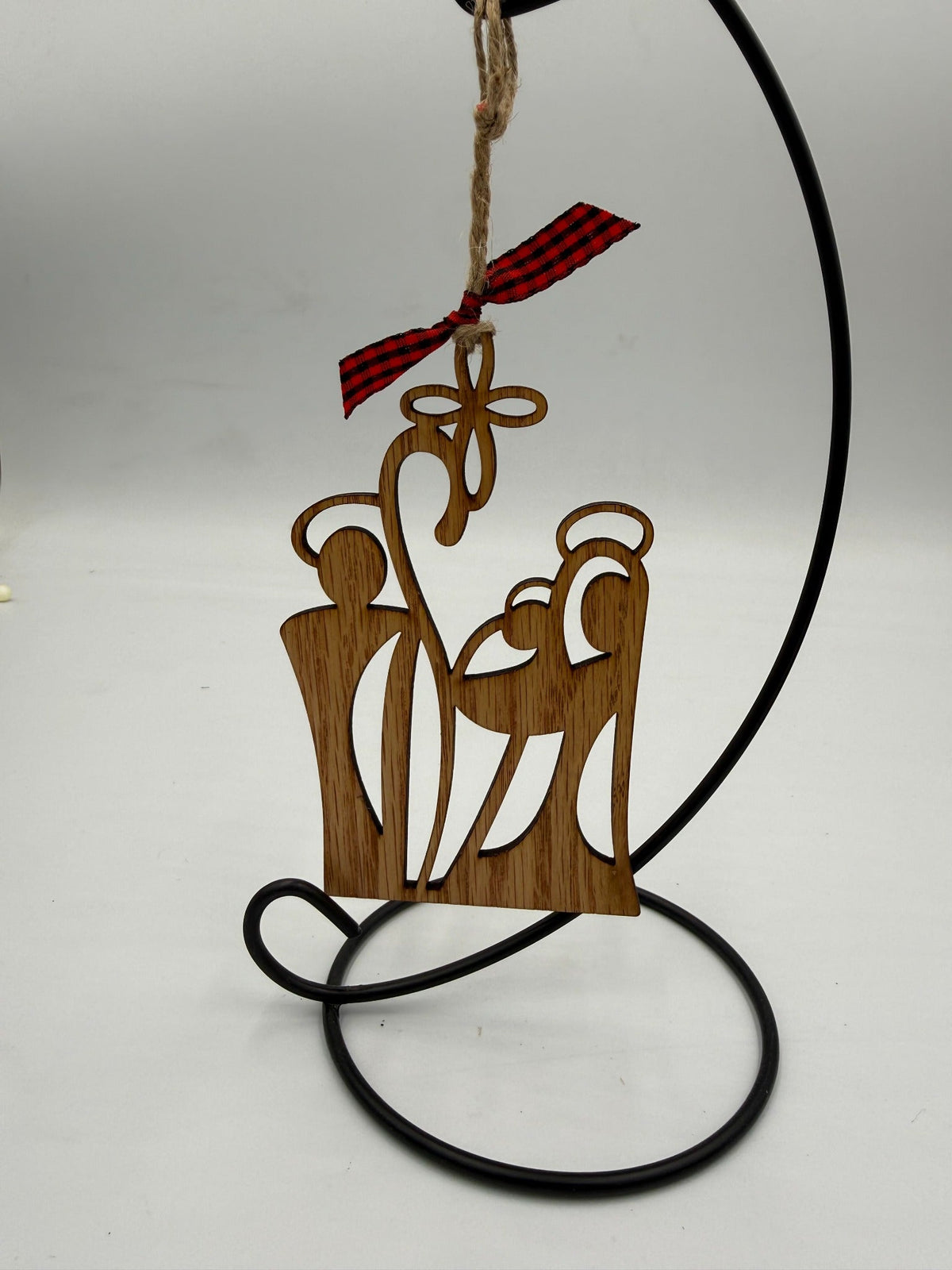 Actual wooden nativity ornament, 5 inches tall and 3 inches wide