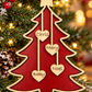 Personalized red family Christmas tree ornament with hanging hearts