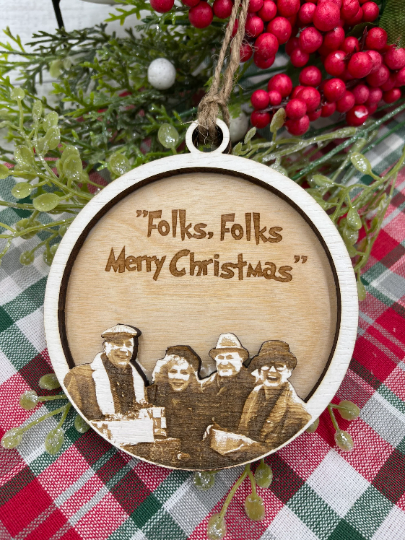 Christmas Vacation Inspired Christmas Ornament-Clark and Ellen Parents-Folks Folks Merry Christmas