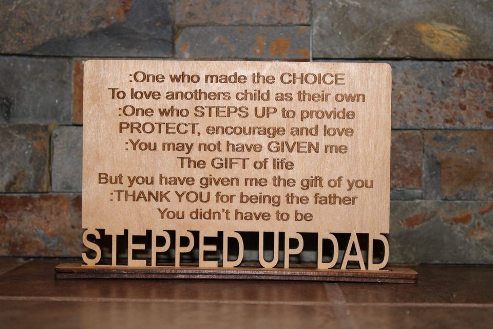 Definition of Stepped Up Dad - Wood Standing Sign Plaque - Father's Day Gift