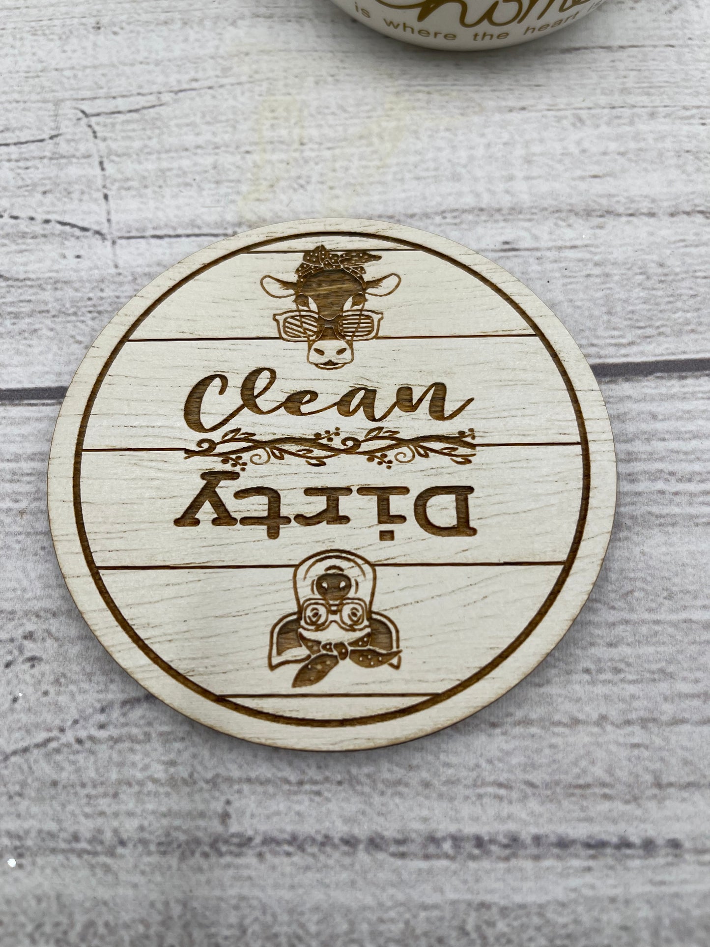 CLEAN DIRTY DISHWASHER MAGNET Cow says Clean Pig Says Dirty Farmhouse Shiplap