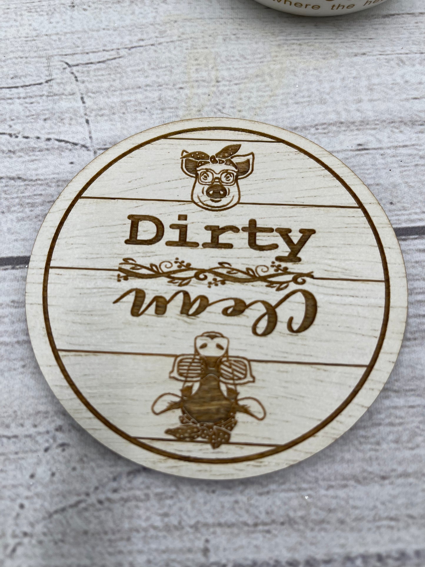 CLEAN DIRTY DISHWASHER MAGNET Cow says Clean Pig Says Dirty Farmhouse Shiplap