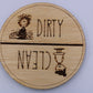 DISHWASHER Magnet, Clean Dirty Magnet, Peanuts, Strong Plywood Engraved Modern Magnets, Inspired Dishwasher Circle Magnet