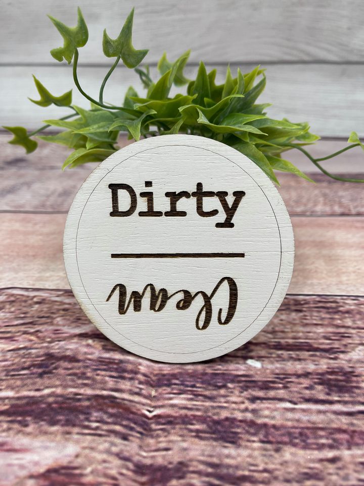 CLEAN DIRTY MAGNET, Farmhouse Dishwasher Magnet, Strong Engraved Plywo ...