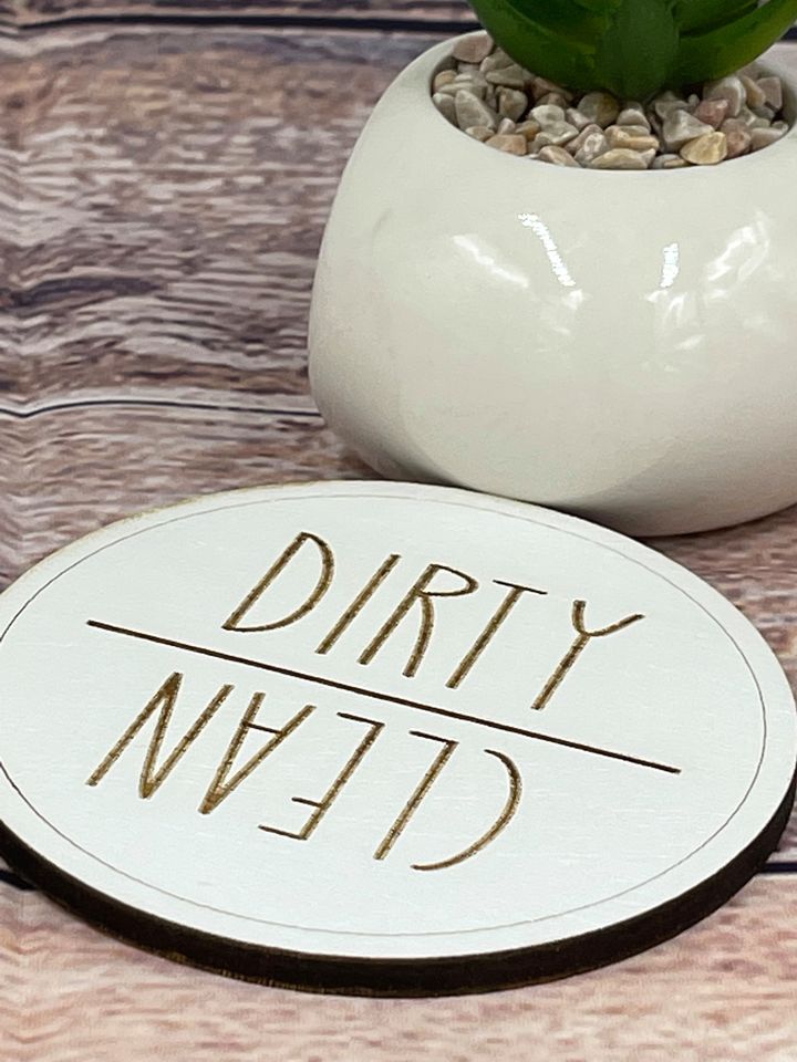 CLEAN DIRTY Farmhouse Inspired Dishwasher Magnet - Shiplap Look - Clea –  Laser in the Loft