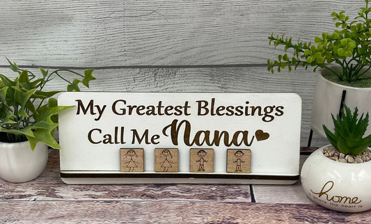 Nana Sign - My Greatest Blessings Call Me Nana with Grandkid kids Tiles