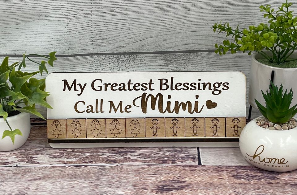 Mimi Sign - My Greatest Blessing Call Me Mimi with Grandkid kids Tiles!