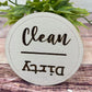 CLEAN DIRTY MAGNET, Farmhouse Dishwasher Magnet, Strong Engraved Plywood Round Dishwasher Magnet, Kitchen Decor Gift
