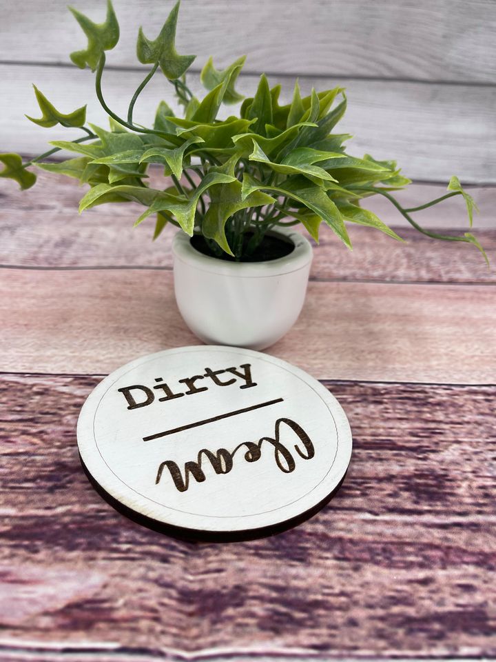 CLEAN DIRTY MAGNET, Farmhouse Dishwasher Magnet, Strong Engraved Plywood Round Dishwasher Magnet, Kitchen Decor Gift