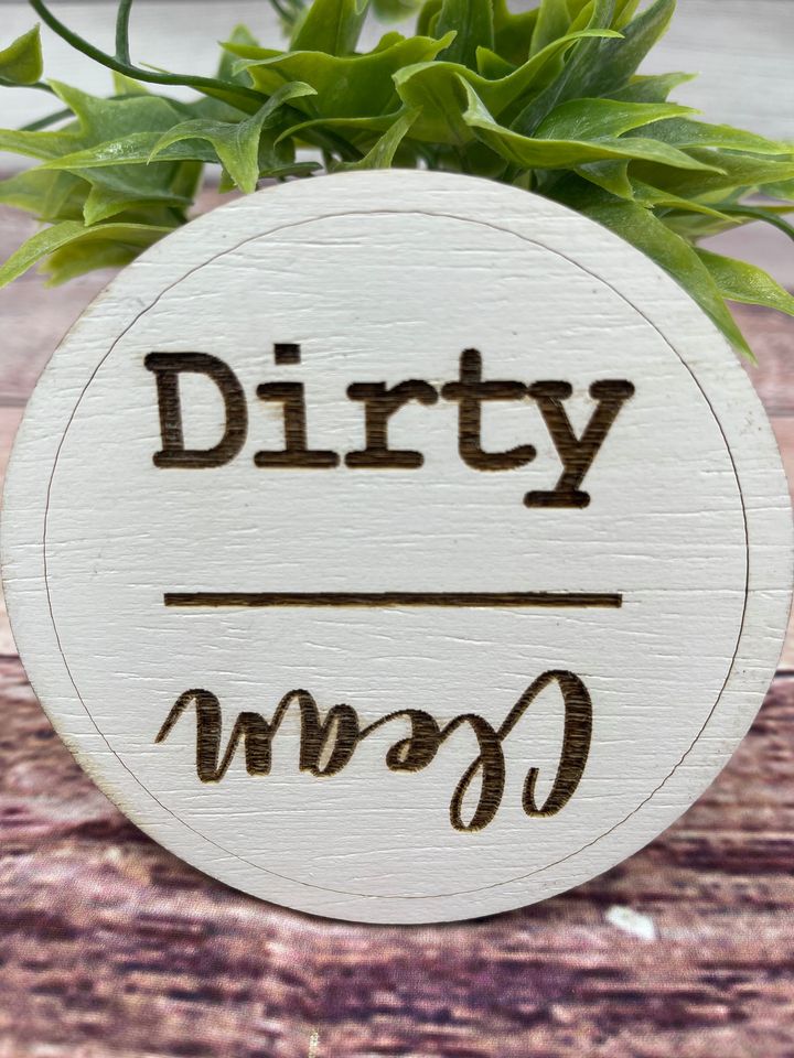 CLEAN DIRTY MAGNET, Farmhouse Dishwasher Magnet, Strong Engraved Plywood Round Dishwasher Magnet, Kitchen Decor Gift